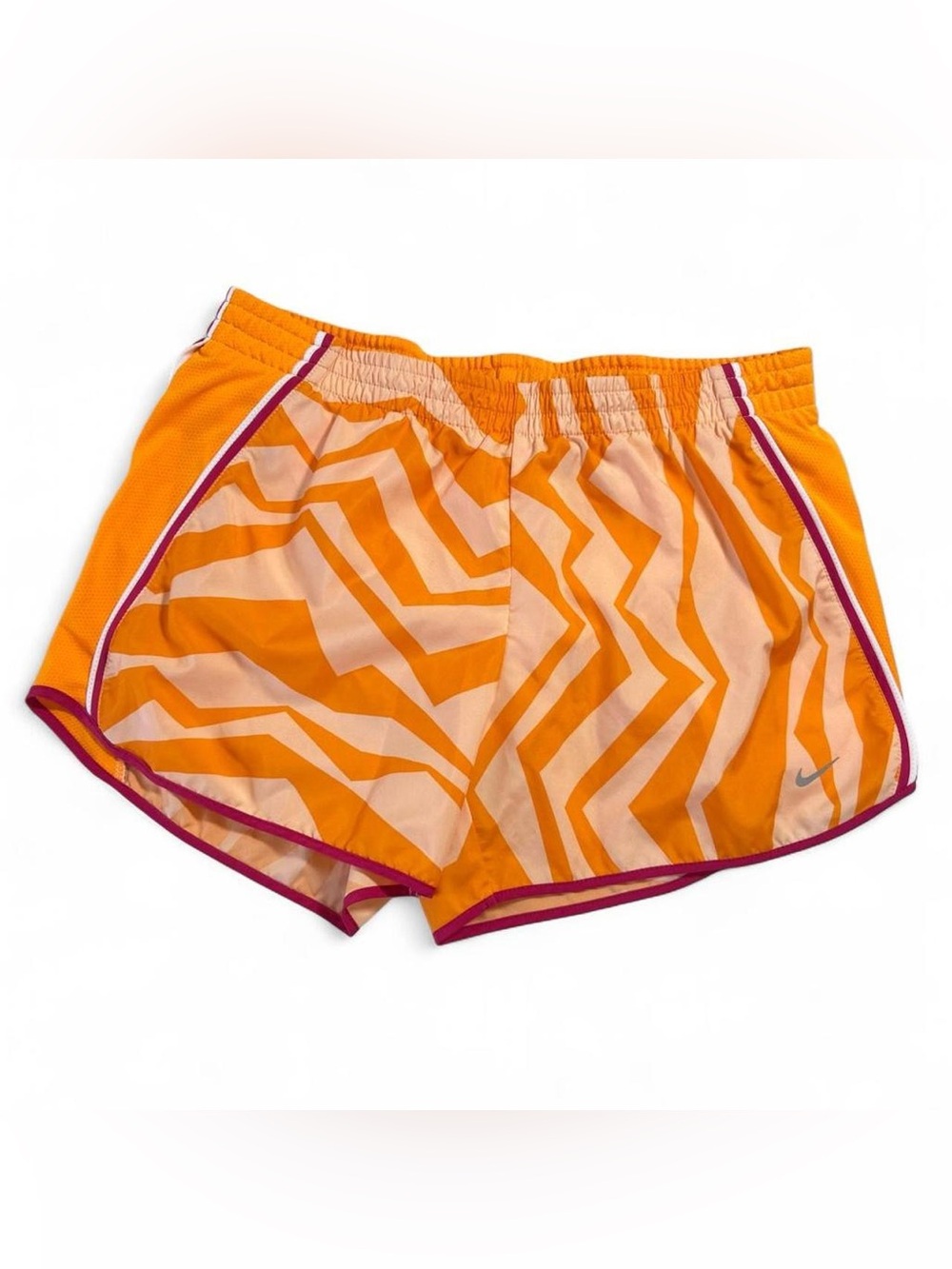 Nike Dri Fit Tempo Zebra Print Running Shorts Orange Pink Womens M